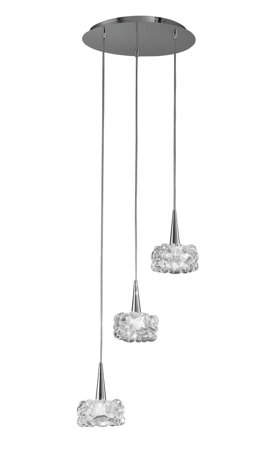 M3922  O2 Glass Pendant 3 Light